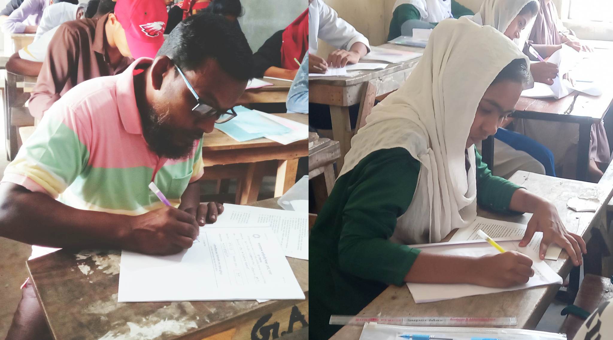 নাটোরের লালপুরে একসঙ্গে এসএসসি পরিক্ষা দিচ্ছেন বাবা-মেয়ে