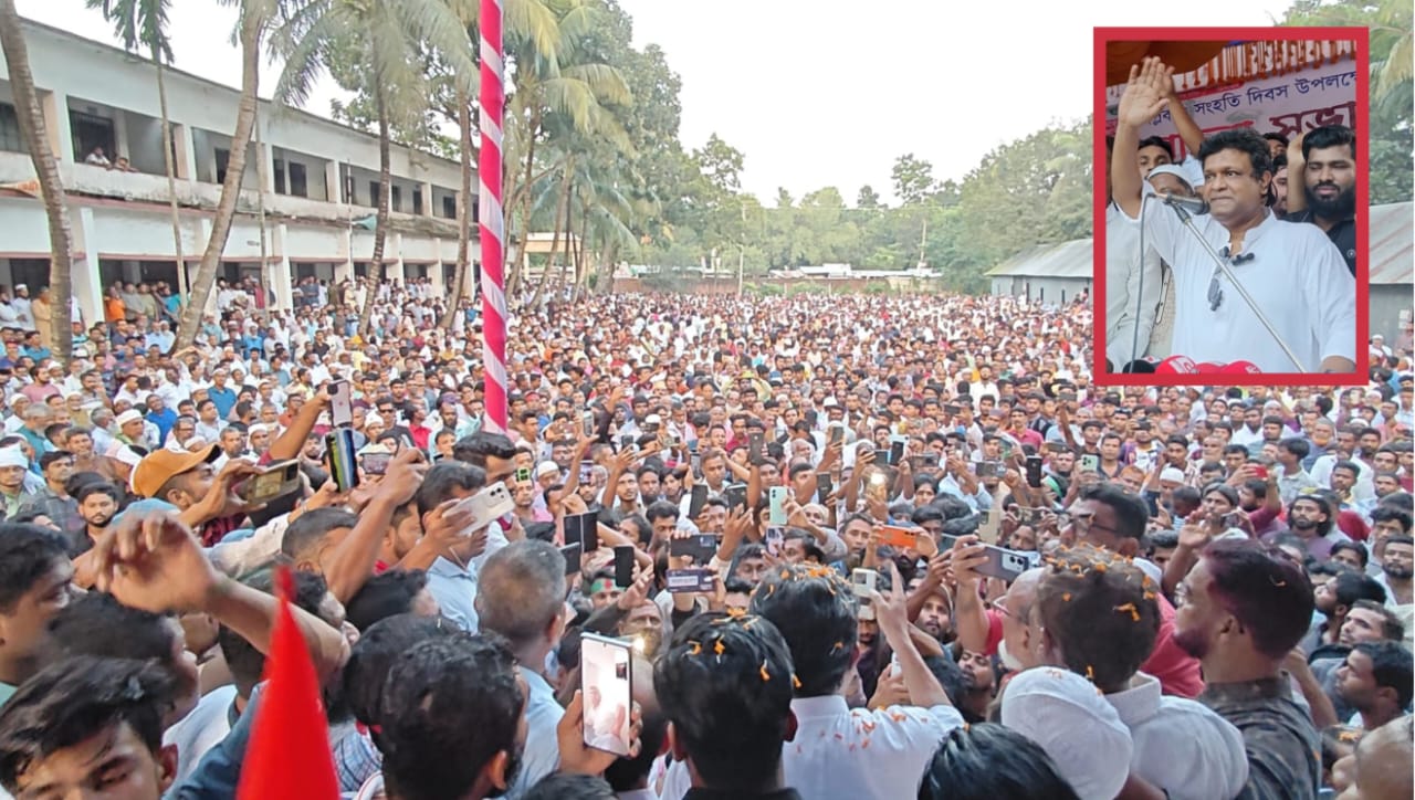 বিএনপির সম্ভাব্য তালিকায় নাম নেই, তবু তানভীর হুদার জনসভায় জনতার ঢল