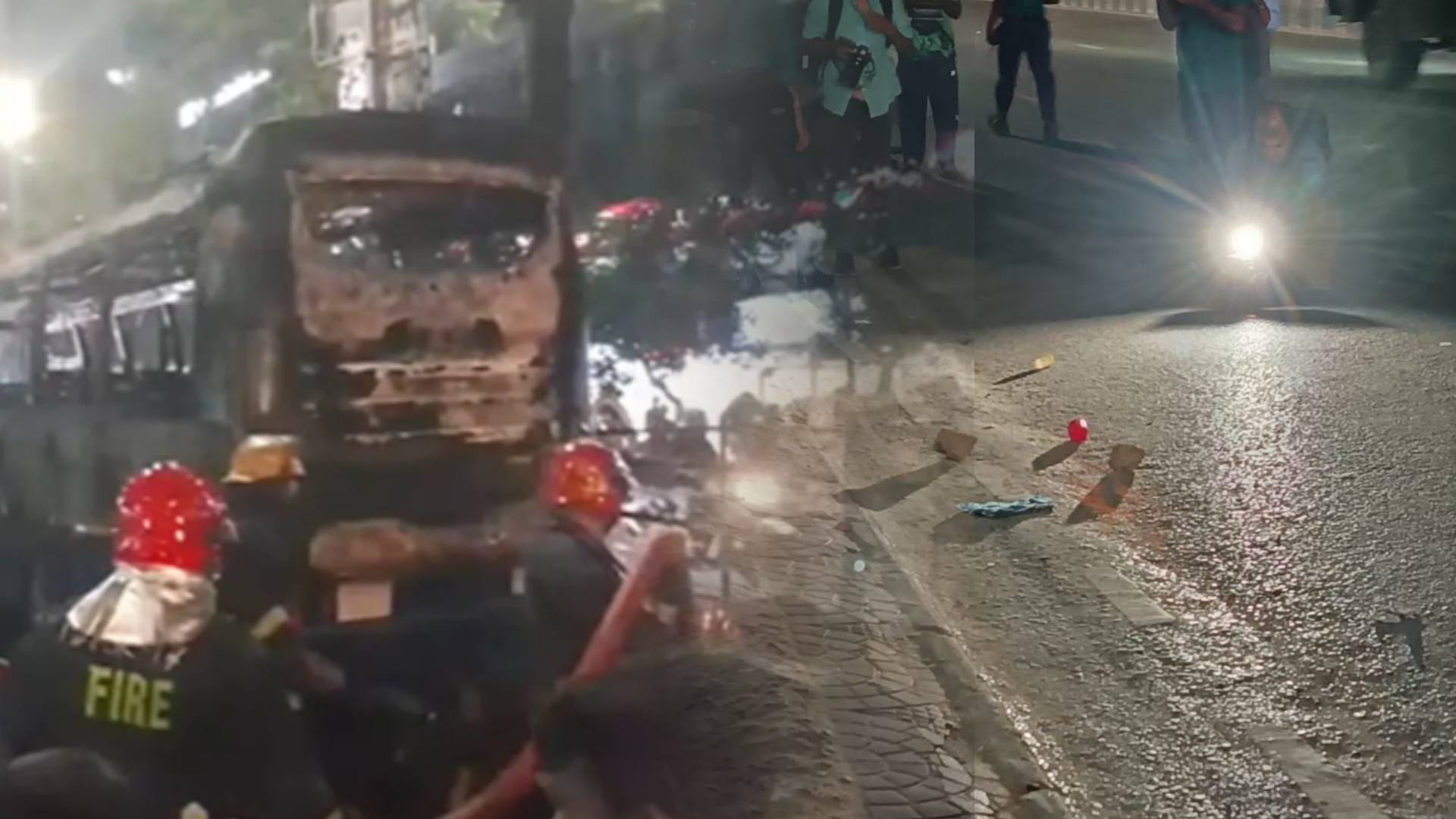রাজধানীর ৮ স্থানে ককটেল বিস্ফোরণ, চার বাসে আগুন