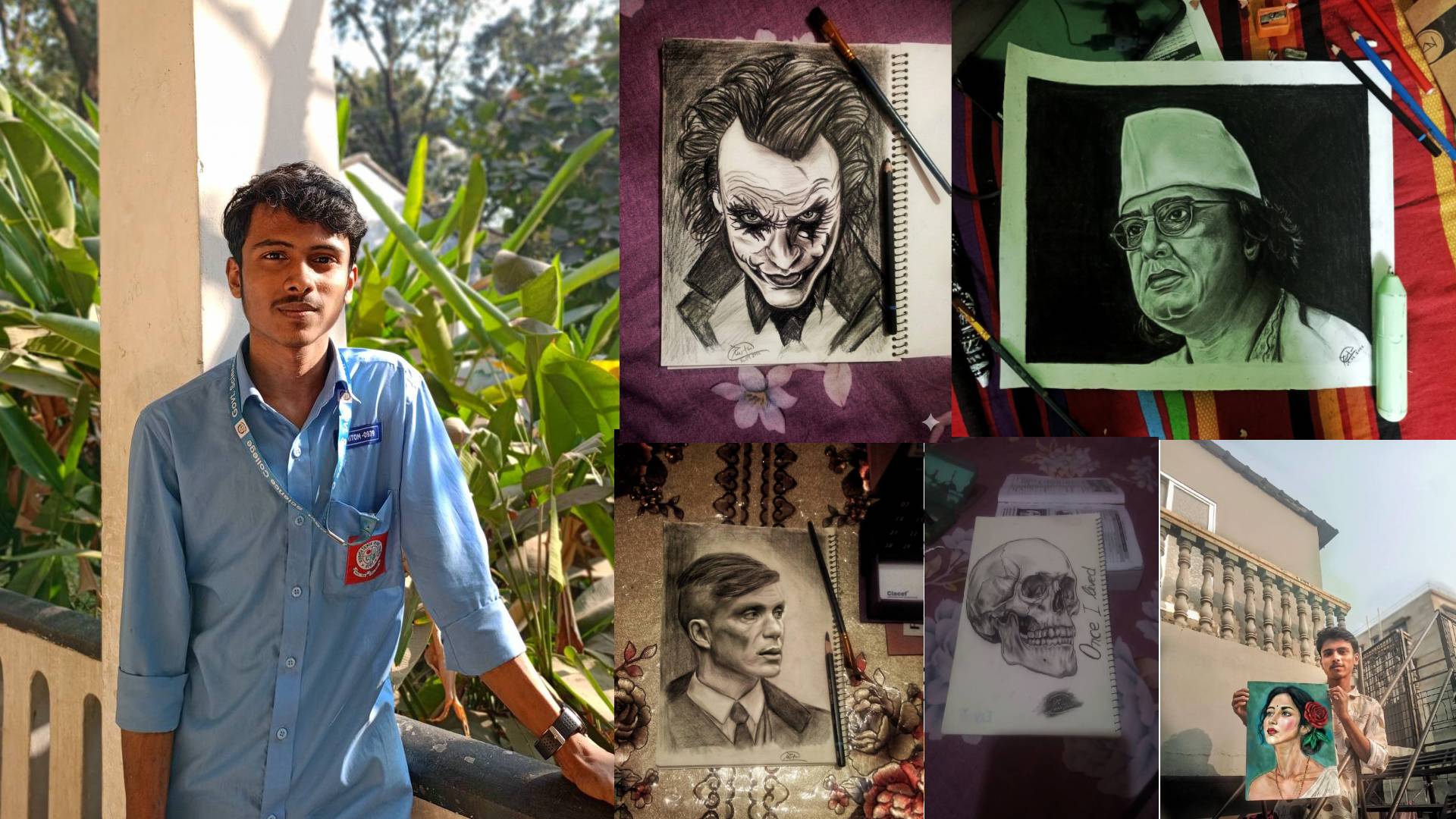 “বিজ্ঞান কলেজের মেধাবী শিক্ষার্থী প্রীতম—পেন্সিলে জীবন্ত মুখচ্ছবি আঁকার বিস্ময়”